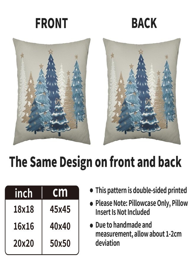 Sivirary Winter Christmas Pillow Covers 18x18 Inch Set of 2 Brown Blue Xmas Tree Decorative Throw Pillowcases Outdoor Holiday Seasonal Farmhouse Cushion Cases Decor for Sofa Couch Bed - Image 5